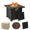 Outdoor Square Propane Gas Fire Pit Table with Adjustable Flame