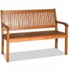 Two Person Solid Wood Garden Bench with Curved Backrest and Wide Armrest