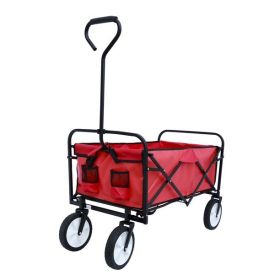 Folding Wagon Garden Shopping Beach Cart;  Red