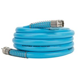 Camco EvoFlex 25-Foot Camper/RV Drinking Water Hose | Stainless Steel Strain Reliefs Ends, Blue (22594)