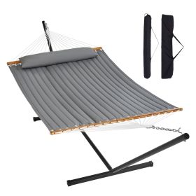 VEVOR Two Person Hammock with Stand Included Heavy Duty 480lb Capacity, Double Hammock with 12 FT Steel Stand and Portable Carrying Bag and Pillow