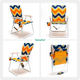 SunnyFeel AC1165 Folding Beach Chair Lightweight, Portable Lawn Chair for Adults Heavy Duty 300 LBS with Cup Holders