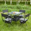 Set of 5, Folding Outdoor Table and Chairs Set for Indoor, Outdoor Camping, Picnics, Beach,Backyard, BBQ, Party, Patio, Black/Gray