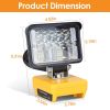 Cordless LED Work Light LED Flood Light for Dewalt 18V 20V 60V Battery 12W 2800LM with Dual USB Charging Port for Workshop Camping Outdoor Emergencies