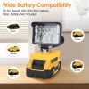 Cordless LED Work Light LED Flood Light for Dewalt 18V 20V 60V Battery 12W 2800LM with Dual USB Charging Port for Workshop Camping Outdoor Emergencies