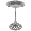 Outdoor Weather Resistant Polyresin Bird Bath in Rustic Aged Silver Finish