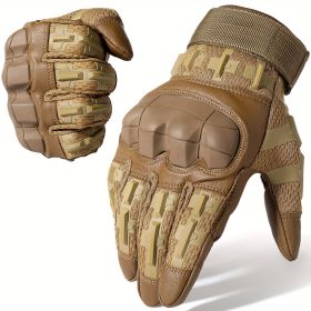 Tactical Gloves for Men - Touch Screen, Non-Slip, Full Finger Protection for Shooting, Airsoft, Military, Paintball, Motorcycle, Cycling, Hunting (Color: Brown, size: M)