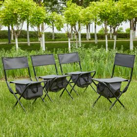 4-piece Folding Outdoor Chair with Storage Bag, Portable Chair for indoor, Outdoor Camping, Picnics and Fishing,Grey (Color: as Pic)