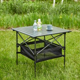 1-piece Folding Outdoor Table with Carrying Bag,Lightweight Aluminum Roll-up Square Table for indoor, Outdoor Camping, Picnics, Beach,Backyard, BBQ (Color: as Pic)