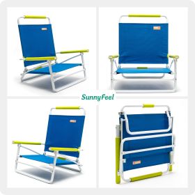 Sunnyfeel Beach Chair, Foldable Camping Chair Beach Chair (Color: Blue with Fruit Green Armrest)