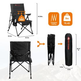 Antarctica Gear Heated Camping Chair With 12V 16000mAh Battery Pack, Heated Portable Chair, Perfect For Camping, Outdoor Sports, Hunting (Color: Black)