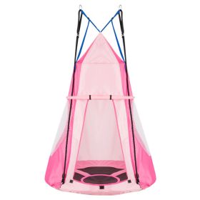 2-in-1 40 Inch Kids Hanging Chair Detachable Swing Tent (Color: Pink)