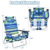 4-Pack 5-Position Outdoor Folding Backpack Beach Reclining Chair with Pillow